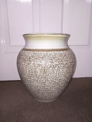 Buy Large Denby Sgraffito Pottery Vase/Planter 26cmx17cm. Cream & Brown, Neutral 70s • 35£