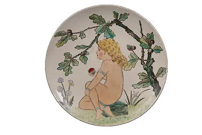 Buy Arts Crafts Minton Nude Pottery Plate Girl Apple And Acorn Tree Circa 1877 • 200£