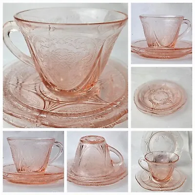 Buy Vintage 1930s Pink  Depression Glass  Tea Cup & Saucer & Plate VGC • 10.50£