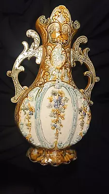 Buy Antique Alhambrian, Victorian English Majolica, Decorative Vase, 41cm Tall VGC • 39.99£