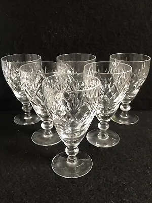 Buy Set Of 6 X Webb Corbett  Georgian  Cut Crystal Wine Glasses  4⅝  High Crown Mark • 60£