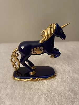 Buy Franklin Mint Limoges '91 Treasury Of Unicorns Collection Cobalt & Gold Figurine • 47.24£