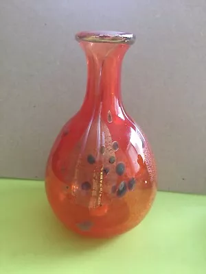 Buy Glory Art Glass.Orange Glass Vase With Silver/Gold  Aventurine,Isle Of Wight • 19.99£