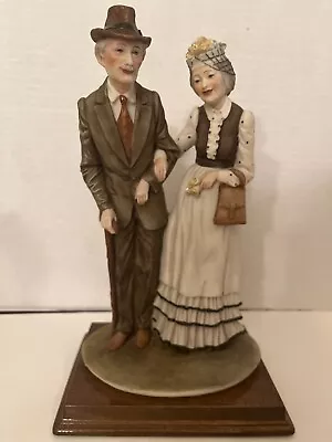 Buy Vintage Capodimonte Porcelain Signed A. Belcari Elderly Couple Wooden Base • 96£