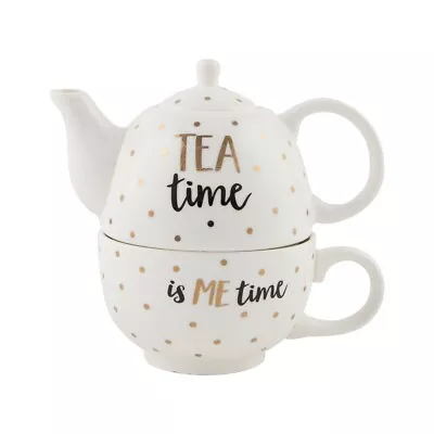 Buy Sass & Belle Monochrome Gold Tea Time Is Me Time For One Teapot Gift Boxed • 16.99£