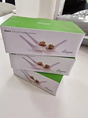 Buy Linea Blanc White Bone China Tasting Spoons Set Of 6 New In Box Serving Dishes • 5£