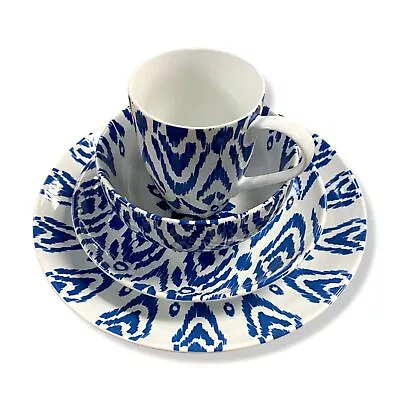 Buy $166 222 FIFTH Blue White Arman 16-Piece Porcelain Dinnerware Service Plate Set • 50.70£