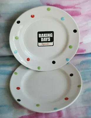 Buy SPODE Baking Days TWO SALAD PLATES White With Multicolour Polka Dots NEVER USED • 19.99£
