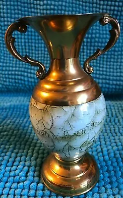 Buy Vintage ~  Delftware  ~ Ceramic & Brass/copper Trophy Pedestal Vase ~ Holland   • 21.87£