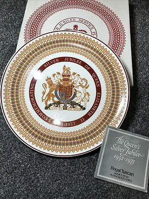 Buy Royal Tuscan The Queens Silver Jubilee Collectors Plate In Fine Bone China • 7.50£