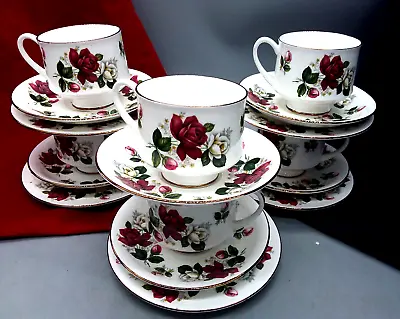 Buy English Fine China Crown Fenton Tea Trios Tea Coffee Cups Saucers Roses Pattern • 29£