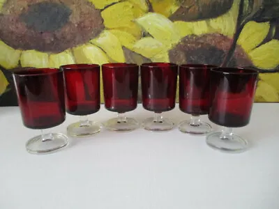 Buy 6 LUMINARC RETRO FRENCH 1970s RUBY RED WINE GLASSES 3.5 Inches/ 9cms X  2 Inches • 12£