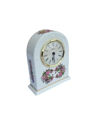 Buy VTG Aynsley England 'Rose Garden' Fine Bone China Boudoir Desk Table Clock *READ • 23.65£