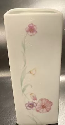 Buy Vintage Pink Flowers White Floral Wall Pocket Pottery Vase Ceramic • 15£