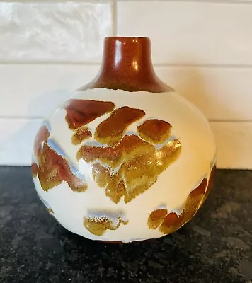 Buy Mashiko Ware Japan Contemporary Pottery Vase Cream Brown Glaze - Signed • 119.15£