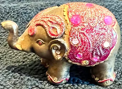 Buy Cute Decorative Elephant Ornament With Pink Crystals And Headdress • 15£
