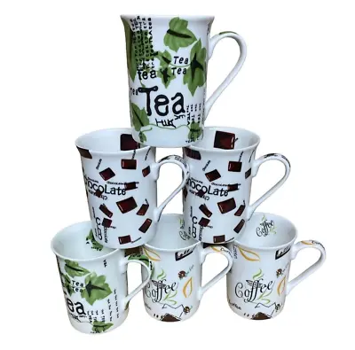 Buy Set Of 6 Fine Bone China Mugs Tea Coffee Chocolate • 24.99£