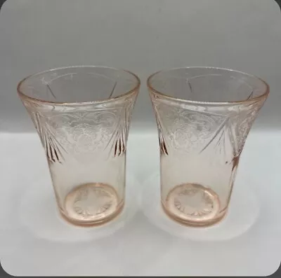Buy 1930’s Hazel Atlas Pink Depression Glass ROYAL LACE 9 Oz Tumblers Set Of 2 • 17.70£