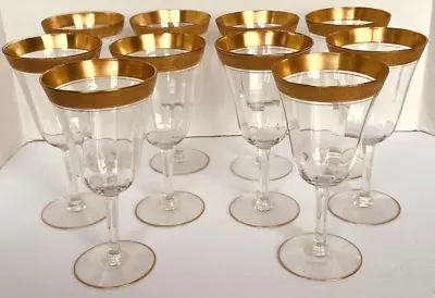 Buy Tiffin-Franciscan Minton Rambler Rose Clear Water Goblet Gold Set Of 10 • 144.07£