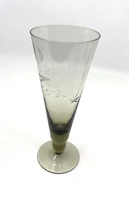 Buy Vintage Etched Champagne/Parfait Glass Harlequin Glass In Smokey Grey MORE AVAIL • 15.17£