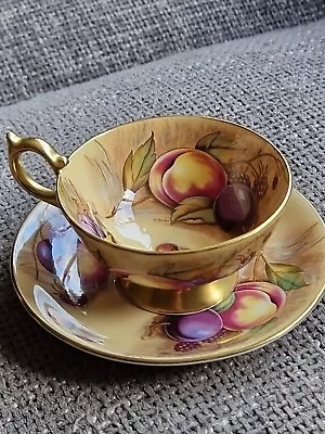 Buy VNTG AYNSLEY  Orchard Gold Decor Signed  BRUNT Tea Cup&Soucer  Fall Nuts Berries • 50£