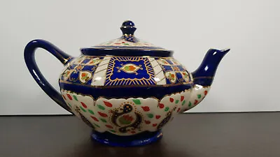 Buy Vintage Royal Winton Ivory Ware Blue Red Teapot • 39.99£