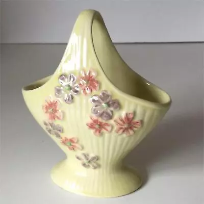 Buy Vintage Shorter & Son Basket Posy Vase Yellow 1933 Onwards Pretty, Floral No.160 • 12£
