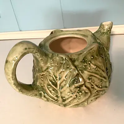 Buy Vintage Cabbage Leaf Light Green Teapot Made In China Majolica Style Pitcher • 9.60£