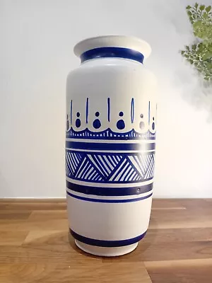 Buy Moroccan Blue & White Handpainted Vase Possiblely Safi 26cm • 20£