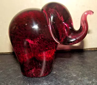 Buy Vintage WEDGEWOOD Red Speckled Glass Elephant Paperweight. H 4”  Etched • 4.99£