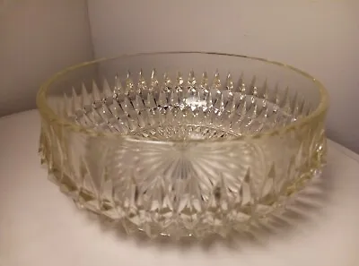 Buy Large Crystal Glass Bowl- 'Diamond Point' Indiana Glass- Decorative Vintage GC • 25£