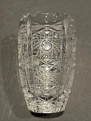 Buy Vintage Bohemian Czech Cut Crystal Queens Lace Sawtooth Edge Vase 4” • 26.08£
