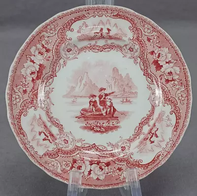 Buy William Adams Columbus #1 Red Transferware Toddy Plate Circa 1830-1840s • 154.11£