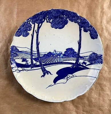 Buy Fenton Pottery Deco Style Blue And White Collector Plate Country Scene 9  • 17.99£
