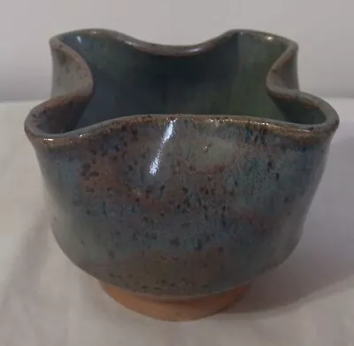 Buy Studio Art Pottery Bowl 3 Inch Blue Beige Speckled Signed Small Handmade • 13.42£