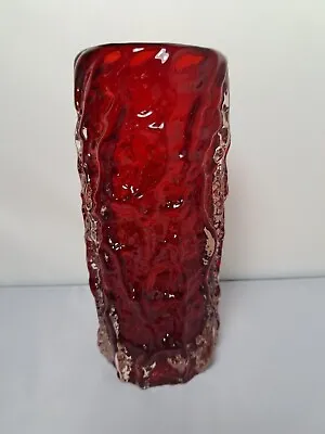 Buy Whitefriars 1970s Baxter 9690 Design Red Glass Bark Glacier Textured Vase 7.5  • 49.99£