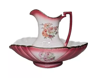 Buy Antique 19th C Victorian Rockingham Pitcher And Bowl Great Condition • 59.99£