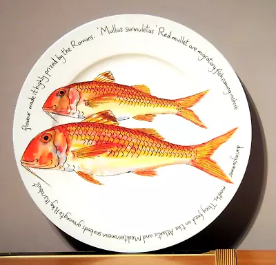 Buy Richard Bramble/Jersey Pottery 12  Red Mullet Dinner Serving Plate Czech. NEW! • 33.57£