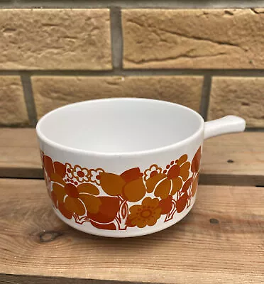 Buy Vintage Staffordshire Potteries Orange Flower Power Soup/stew Cup With Handle • 4.99£