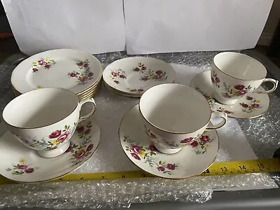 Buy Queen Anne Tea Set 4 Teacups Saucers Plates Set Flowers Vintage 8456 Old • 30£