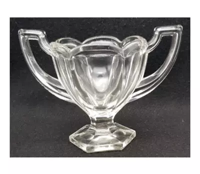 Buy Vintage Possibly Davidson Clear Glass Twin Handled TROPHY Vase 12.3 Cm High A • 8£