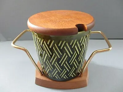 Buy *vintage Retro Nelson Ware  Pottery Jam Pot On Wood Base [25] • 9.50£