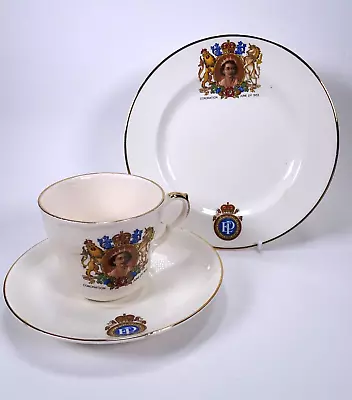 Buy Victoria Pottery Fenton 1953 Queen Elizabeth Coronation Cup Saucer Plate Trio • 6.99£