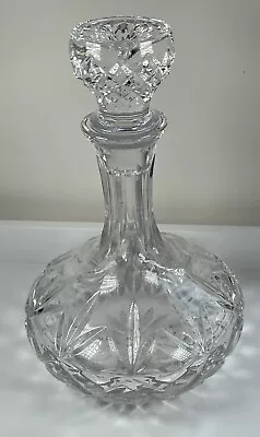 Buy Cut Glass Round Crystal Decanter With Stopper, 9.5 Inch High, 6 Inch Across • 14.95£
