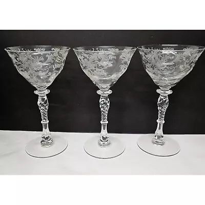 Buy 3 Tiffin-Franciscan Byzantine Clear Champagne/Tall Sherbet Glasses Stem 15037 • 47.95£