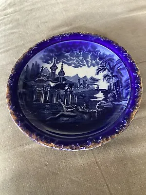 Buy James Kent Fenton Victorian Blue Flow Porcelain Plate Gold Detail To Rim • 7.50£