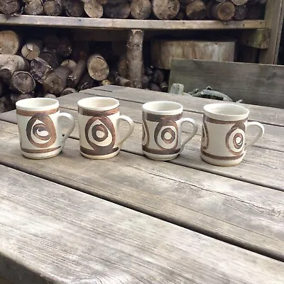 Buy Vintage Retro 1970s Abaty Wales Studio Pottery Stoneware Coffee Mugs X4 • 22£