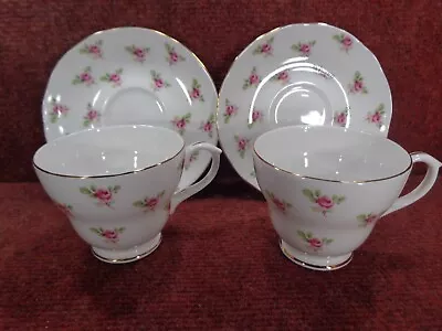 Buy *PAIR DUCHESS  PINK ROSES And ROSEBUDS TEA CUPS AND SAUCERS -   FREE UK POST • 15.99£