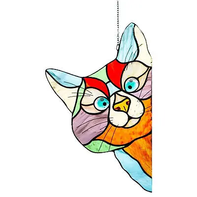 Buy Stained Glass Cat Art Multicolor Cat Decoration Pendant Window Hanging Ornament • 14.79£