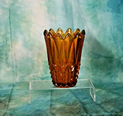 Buy Vintage Heavy Decorative Amber Glass Vase - 8 Inches • 24£